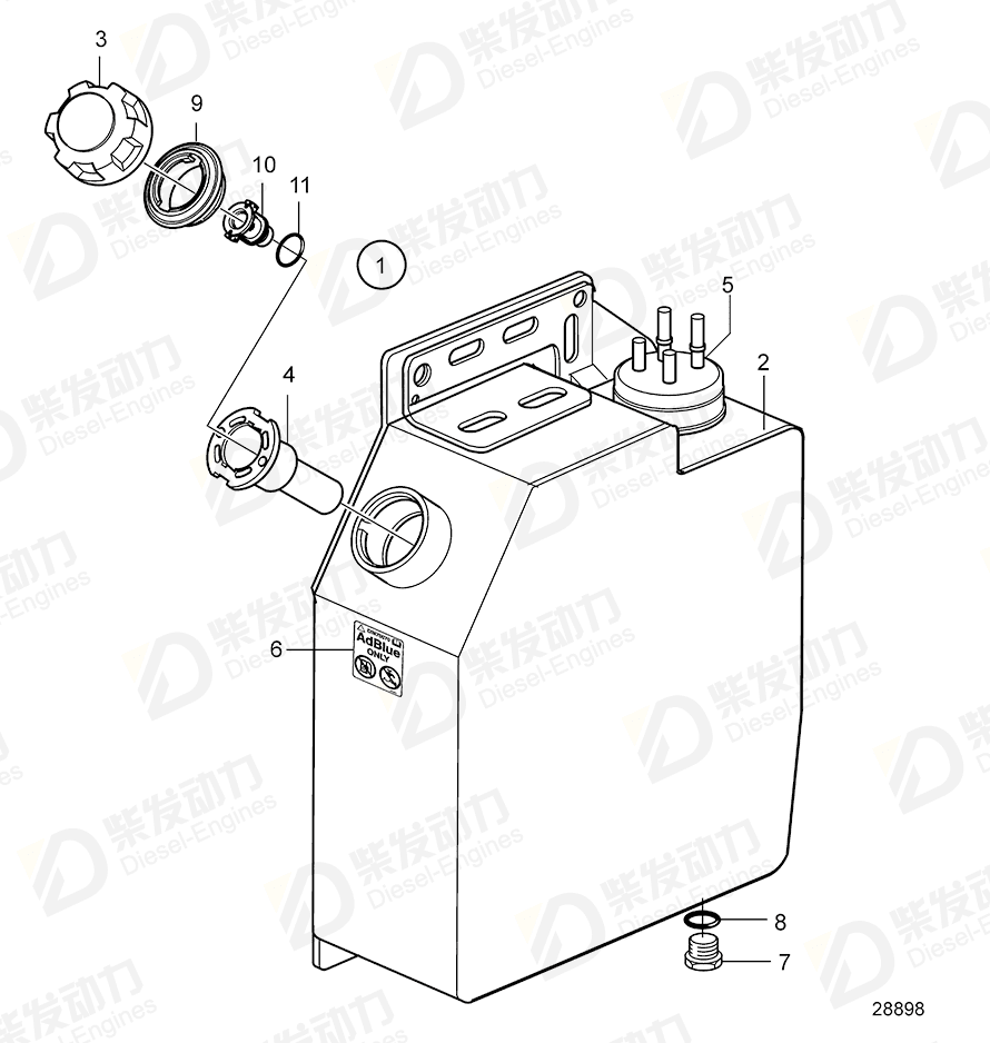 volvo penta Plug 20703329 Drawing